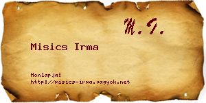 Misics Irma névjegykártya